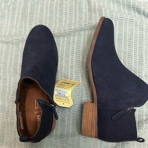 Toms blue suede booties
